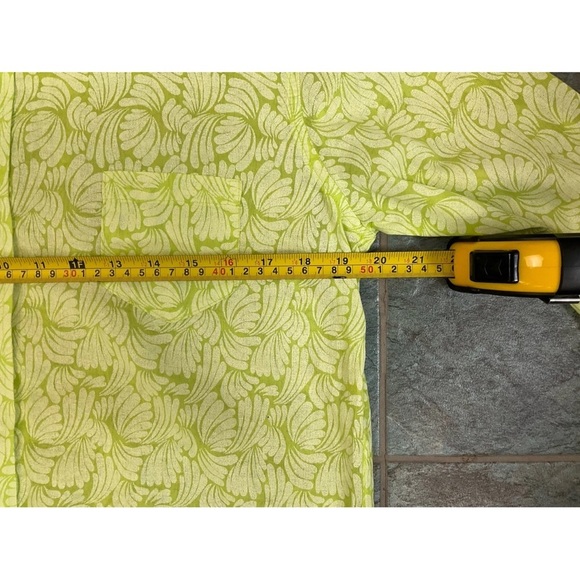 Fresh Produce Green Size M Floral Button Up Long Sleeve Shirt Cotton Made in USA - Picture 6 of 7